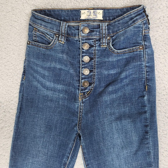 We The Free Jeans Womens 25 Medium Wash High Rise Flare Bell Bottom Button Fly - Picture 3 of 16